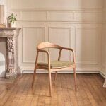 Chaise en teck massif assise velours ctel kaki