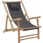 Chaise de terrasse bambou et toile gris fonc - chaises de jardin - chaises de terrasse - meubles de ...
