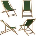 Vidaxl - chaise de terrasse bambou et toile vert - chaises de jardin - chaises longues - mobilier de ...