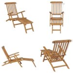 Chaise de terrasse avec repose - pied bois de teck solide - chaise longue - transat - mobilier de jardin ...