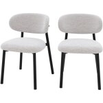 Rendez - vous d�co - lot de 2 chaises en tissu gris clair chin� et pieds en m�tal noir - nao