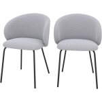 Rendez - vous dco - lot de 2 chaises en tissu gris clair et pieds en mtal noir - victoria
