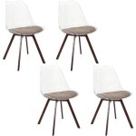 Chaise transparente coussin cotele scott taupe - lot de 4