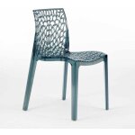 Chaise transparente salle  manger caf empilable nid d'abeille grand soleil gruvyer - gris