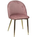 Chaise en velours velours rose antique pieds robustes effet or