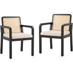 Chaise velours, chaise de salle � manger ergonomique, dossier rotin tress�, pieds bois de caoutchouc, ...