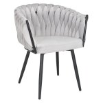 Meubletmoi - chaise en velours tress doux gris clair avec pieds mtal - bowi 2