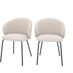 Lot de 2 chaises en tissu beige et pieds en mtal noir - victoria