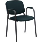 D�coshop26 - chaise visiteur avec accoudoirs int�gr�s zone d'attente en pvc noir pi�tement � 4 pieds ...