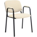 Chaise visiteur avec accoudoirs intgrs zone d'attente en tissu crme pitement  4 pieds en mtal noir ...