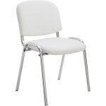 Dcoshop26 - chaise visiteur empilable zone d'attente en pvc blanc pitement  4 pieds en mtal chrom ...