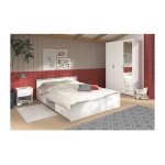 Chambre complete adulte: lit 160 x 200 cm + armoire 3 portes et 2 tiroirs + 2 chevets - décor blanc - ... Chambre complete adulte: lit 160 x 200 cm + armoire 3 portes et 2 tiroirs + 2 chevets - décor blanc - ...