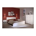 Chambre complete boston : lit adulte 140x190 + commode + 1 chevet - décor blanc - fabriqué en france Chambre complete boston : lit adulte 140x190 + commode + 1 chevet - décor blanc - fabriqué en france