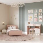 Chambre complete enfant - suzie - lit 90 x 190 cm / chevet / bureau - chene / abricot - demeyere