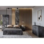 Azura home design ? chambre compl�te 160x200 cm gris pierre ? m�lamin� haute densit� ? design moderne ...