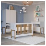 Chambre complte lit bb 60x120 commode 3 tiroirs et armoire 2 portes kocot kids victor - blanc et chne ...