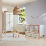 Chambre compl�te lit b�b� 60x120 commode � langer et armoire 2 portes bellamy laurie blanc et bois