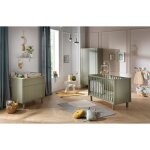 Chambre complète lit bébé 60x120, commode à langer et armoire sauthon eléonore - kaki Chambre complète lit bébé 60x120, commode à langer et armoire sauthon eléonore - kaki