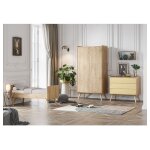 Chambre complte lit bb volutif - commode 3 tiroirs - armoire 2 portes vox vintage bois beige