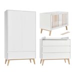 Chambre compl�te lit �volutif 60x120 commode � langer et armoire 2 portes pinio swing - blanc et bois ...