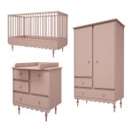 Chambre complte lit volutif 70x140 commode  langer et armoire 2 portes wood luck babushka rose