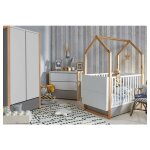 Chambre complte lit volutif cabane 70x140 commode  langer et armoire 2 portes bellamy pinette blanc ...