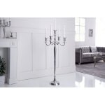 Meubler design - chandelier baroque 120cm argent 5 branches lustre aluminium poli bougeoir, style , ...