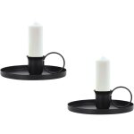 Chandelier vintage, 2 pi�ces bougeoir de m�tal bougeoirs noirs avec poign�e et plateau retro cand�labres ...