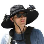 Chapeau solaire  ventilateur pour hommes et femmes, chapeau de paille upf50 + avec 2 ventilateurs solaires, ...