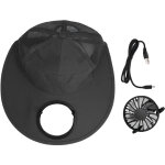 Chapeau de soleil en forme de ventilateur gris fonc�, 3 vitesses, chargement usb, pare - soleil en maille ...
