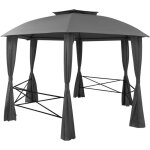 Chapiteau tonnelle de jardin?tente de jardin avec rideaux hexagonal 360 x 265 cm cfw310778