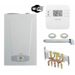 Chaudire gaz condensation initia + duo chappe 25 kw complte (ventouse + douilles + dosseret) avec ...