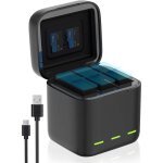 Chargeur batterie pour gopro hero 12 / 11 / 10 / 9 black ? 3 - canaux adaptateur de bo�te compact avec ...