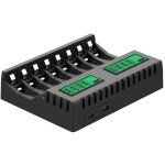 Chargeur de batterie lcd � 8 emplacements, chargeur intelligent pour piles aa / aaa, chargeur nicd, nimh, ...