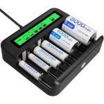 Chargeur de batterie universel lcd � 8 emplacements avec port usb