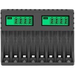 Chargeur de piles avec �cran lcd, chargeur intelligent � 8 emplacements pour piles rechargeables nicd ...