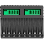 Chargeur de piles avec �cran lcd, chargeur intelligent � 8 emplacements pour piles rechargeables nicd ...