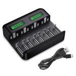 Chargeur de piles universel lcd, chargeur de piles rechargeables pour aa / hr6, aaa / hr3, c / hr14, ...
