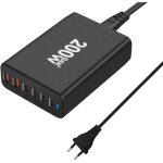 Chargeur rapide 6 ports, station de charge portable usb - c 200 w, adaptateur secteur, chargeur de voyage ...