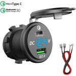 Chargeur rapide usb c voiture 12v / 24v qc 3. 0 64w double prise chargeur usb �tanche avec led voltm�tre ...