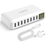 Chargeur usb 5v8a 8 ports avec affichage � lcd, station de recharge intelligente prise multiple usb compatible ...