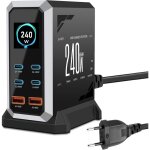 Chargeur usb c 240 w avec 6 ports, gan 3 usb chargeur rapide multiple avec 4 ports usb - c et 2 ports ...