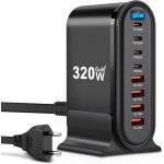 Chargeur usb c - 320 w - 8 ports - chargeur rapide - chargeur usb pour iphone, ipad pro, macbook, t�l�phones ...