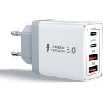 Chargeur usb c, 4 ports, 20 w, chargeur rapide 4 en 1 pour iphone 16 / 15 / 14 / 13 / 12 / 11 / pro / ...