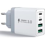 Chargeur usb c, 40w 4 port prise usbc chargeur rapide iphone, multi secteur pd + qc 3. 1a type c adaptateur ...