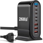 Chargeur usb c, chargeur rapide 268 w, 8 ports, bloc d'alimentation rapide, chargeur usb pour iphone, ...