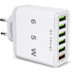 Chargeur usb multiple, 65w 6 ports usb chargeur rapide avec qc 3. 0 smart fast charger, universel adaptateur ...