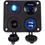 Chargeur usb de voiture 4 en 1 pour touristes, 4, pipeline, voltm�tre, 12v, interrupteur marche - arr�t, ...