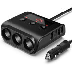 Chargeur de voiture 12v, un remorquage, trois prises allume - cigare, interface 4usb, affichage led de ...