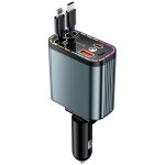 Chargeur de voiture 4 - en - 1 r�tractable - 152w, chargeur rapide, allume - cigare usb c + l, compatible ...